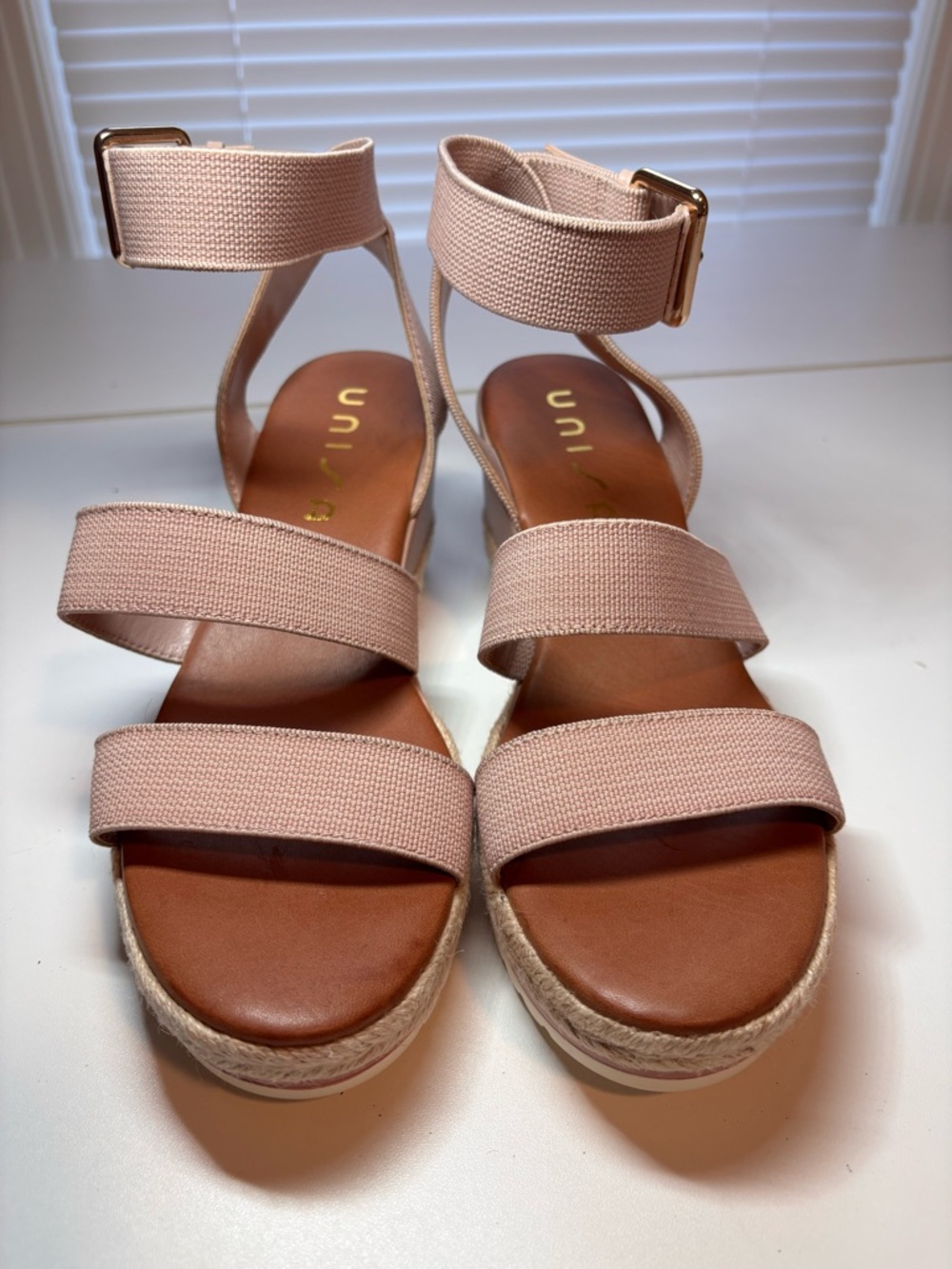 Unisa Light Pink Elastic Strap Espadrille Sandals